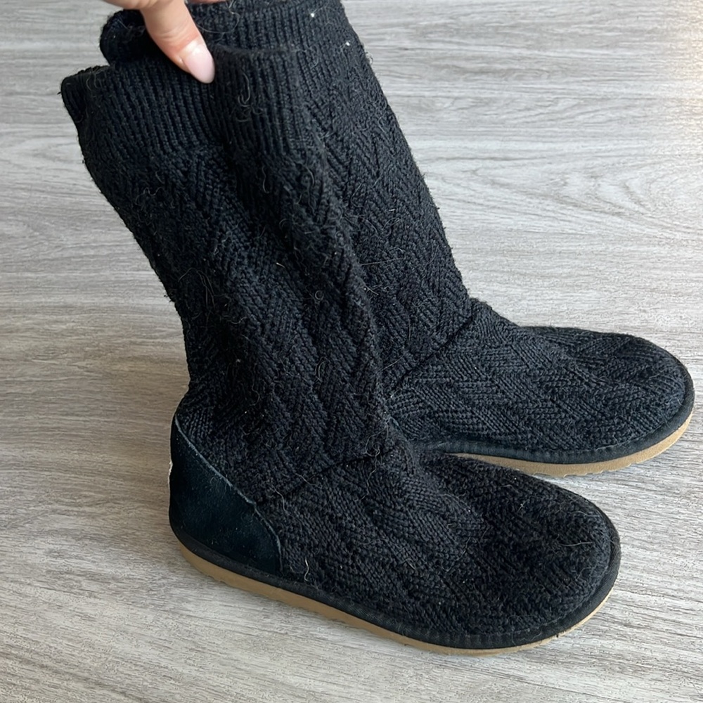 UGG Black Knit Boots size 6